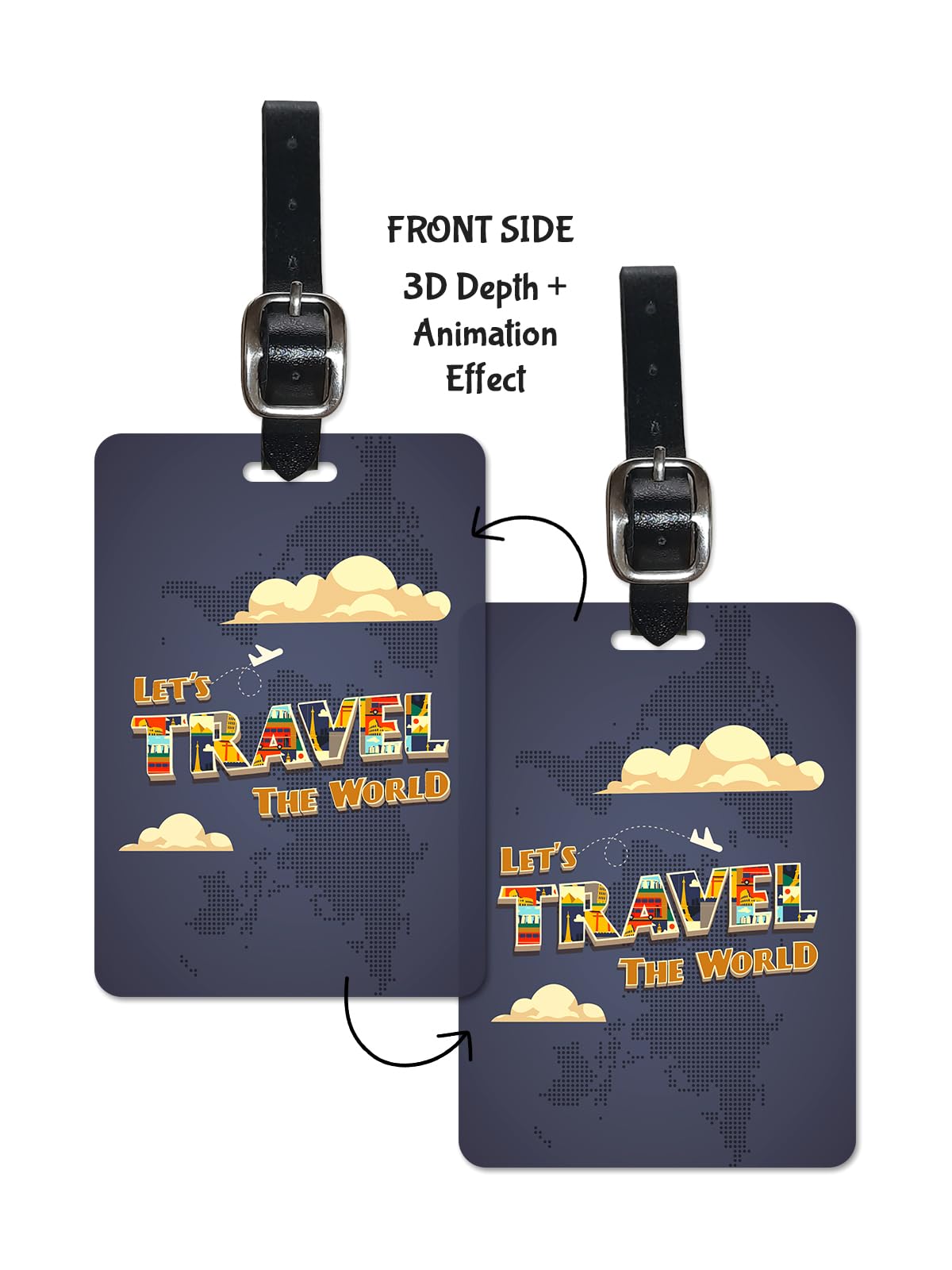 Lentikart 3D Lenticular Luggage Tag Set of 2 | Travel The world Animated plane | Luggage/Bag/Travel ID Label Tags for Suitcase & School Bags-picture-24