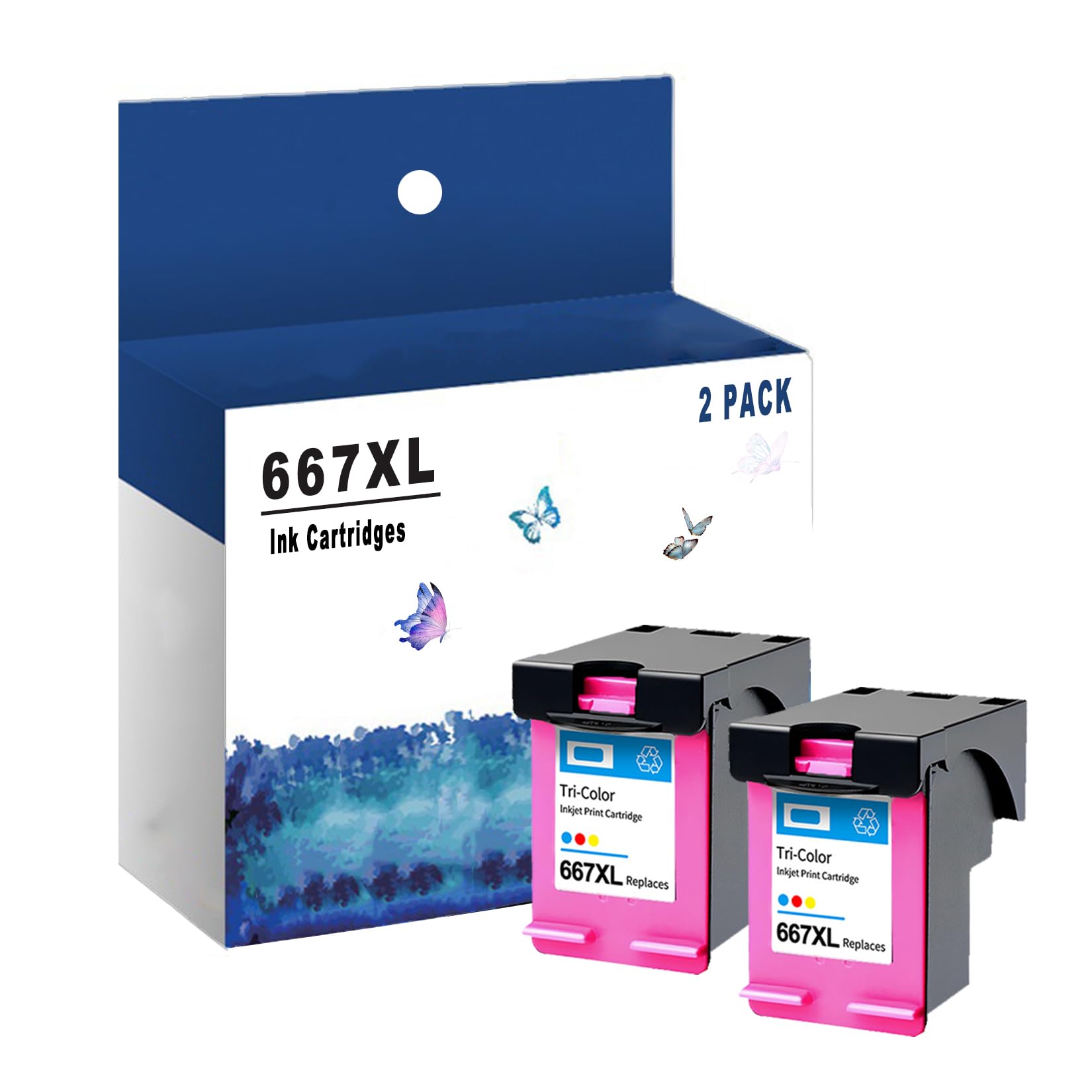Weizhiya 667XL Ink Cartridges Replacement For HP Printers - Black & Tri-Color 2-Pack