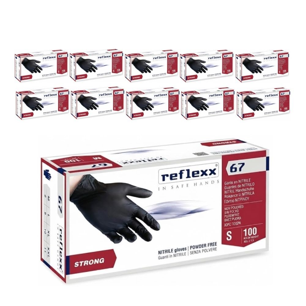 REFLEXX R67 Guanti in nitrile NERO ALTO SPESSORE 5.5 gr 1000 pz - TG S