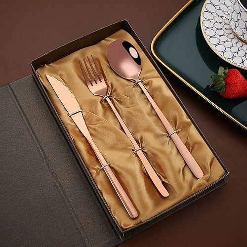 Fullgaden Juego de cubiertos de acero inoxidable de 3 piezas, incluye cuchillo, tenedorcuchara para el hogar, cocina y restaurante con estuche de