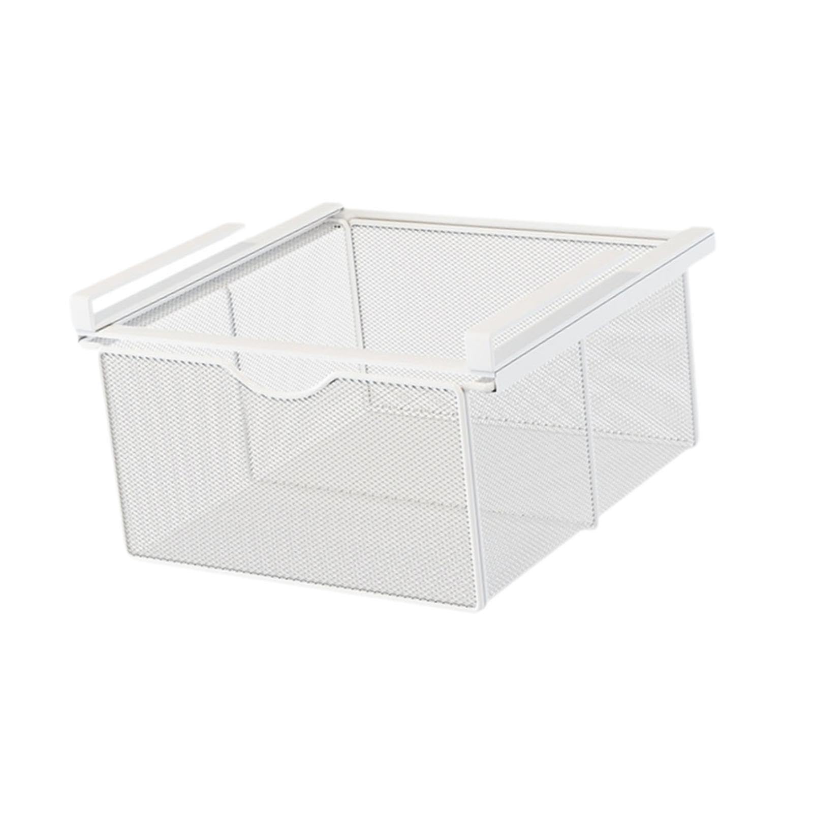 perfk Cajón extraíble Colgante para Armario, Cesta de Almacenamiento de Malla Resistente, Cesta Deslizante Debajo del Estante para encimera de gabinete de, Blanco