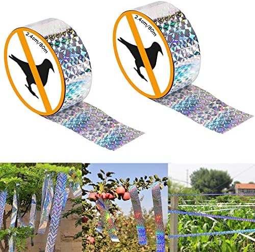 Rubans Répulsifs Contre Oiseaux, 2 Rouleaux 80m X 2,4cm Bande