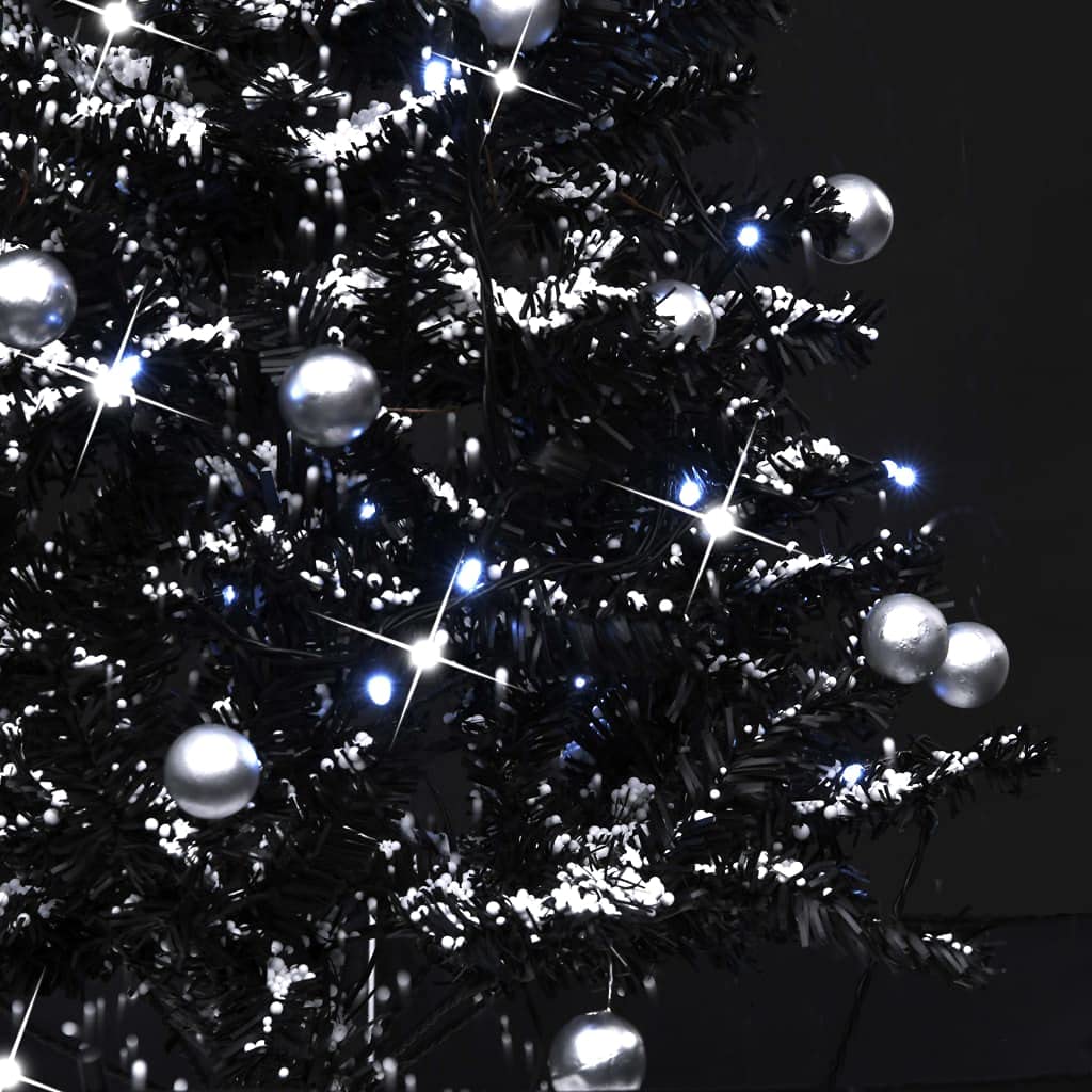 vidaXL Schneiender Weihnachtsbaum mit Schirmfuß Schneefall Künstlich Tannenbaum Christbaum Kunstbaum Dekobaum Weihnachten Dekoration Schwarz 75cm PVC