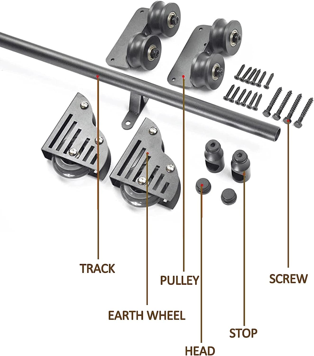 Rollleiter Spur Vollset Hardware für Bibliothek, mit Bodenrollenradmobile Leiterspur aus Kohlenstoffstahl Schiebetürkit (Keine Leiter)