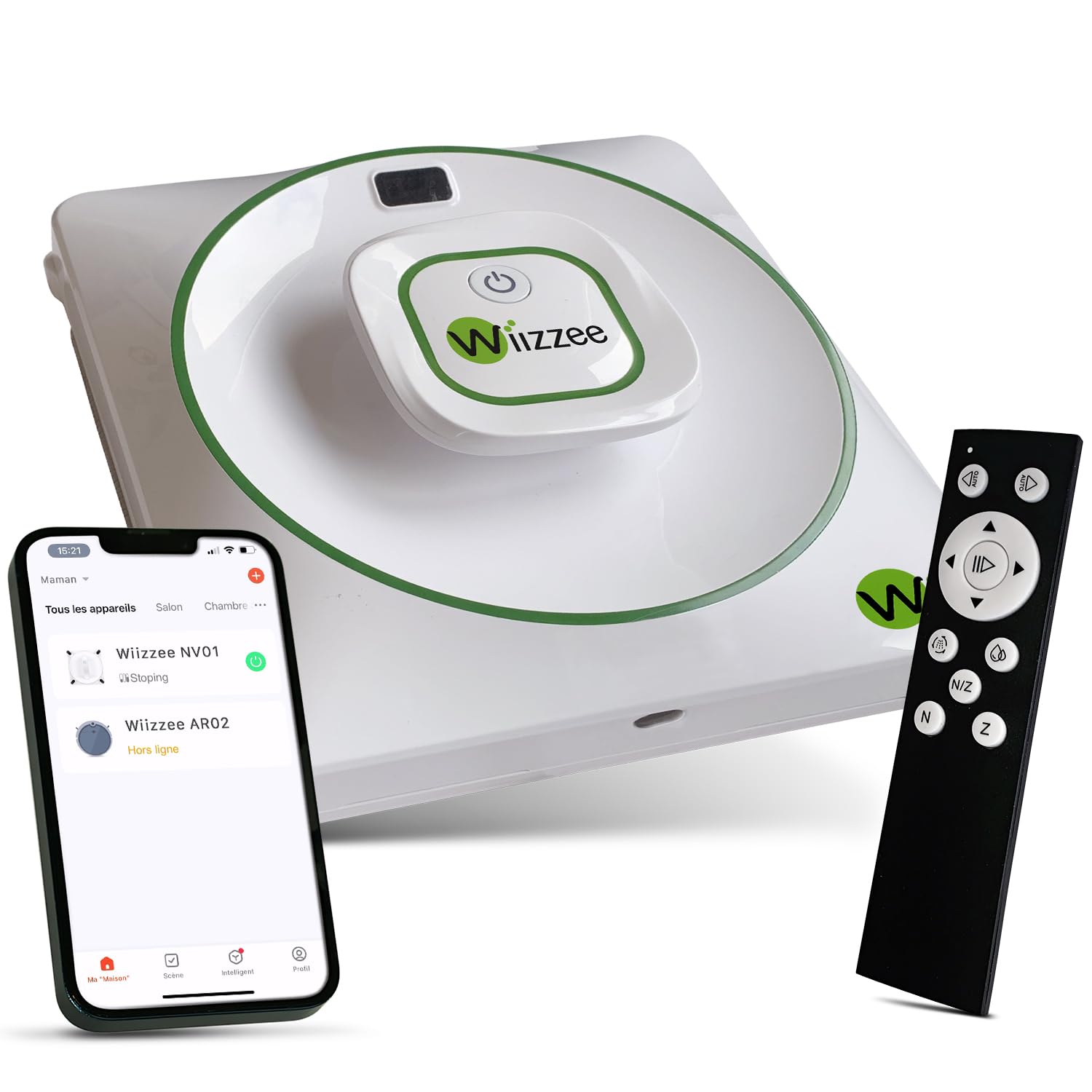 Wiizzee Robot limpiacristales NV01, Pulverización automática Inteligente, 3 Modos de Limpieza (N, Z, N/Z), En Lugar de un Mando a Distancia/Tuya App