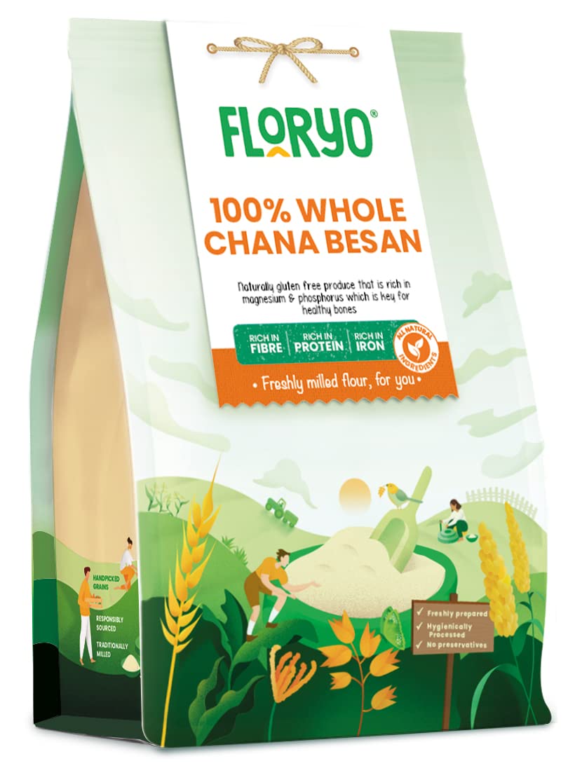Floryo 100% Whole Chana Besan (Fine Texture) | Freshly Milled After Order | Naturally Gluten-Free Flour | 100% Pure & Premium Chana Dal | Rich in Protein & Fibre | No Preservatives | 1 Kg (B0BPLR1BMR) Amazon Price History, Amazon Price Tracker