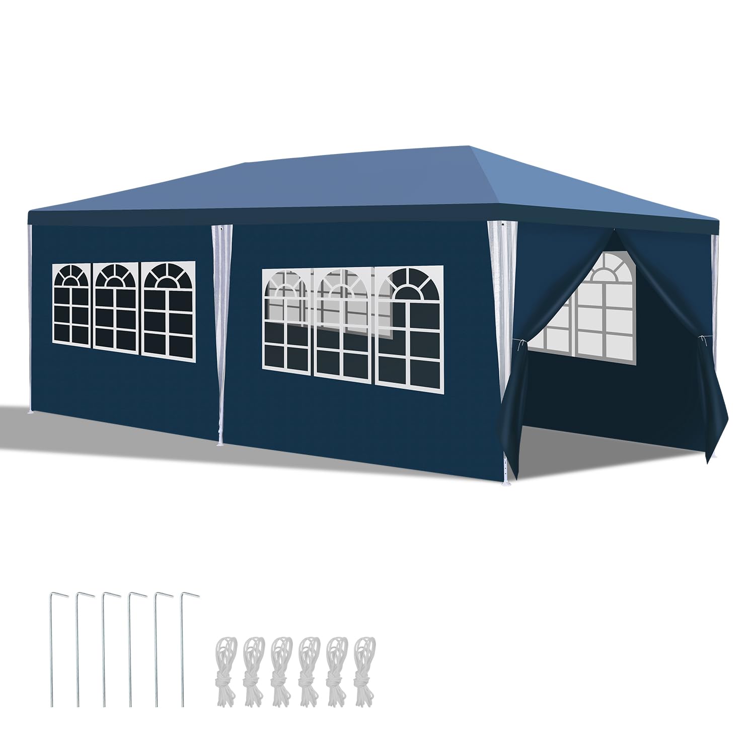 Tonnelle imperméable 3 x 6 m avec 4 Panneaux latéraux, Protection UV, pour Jardin, Mariage, extérieur, fête, Camping (Bleu)