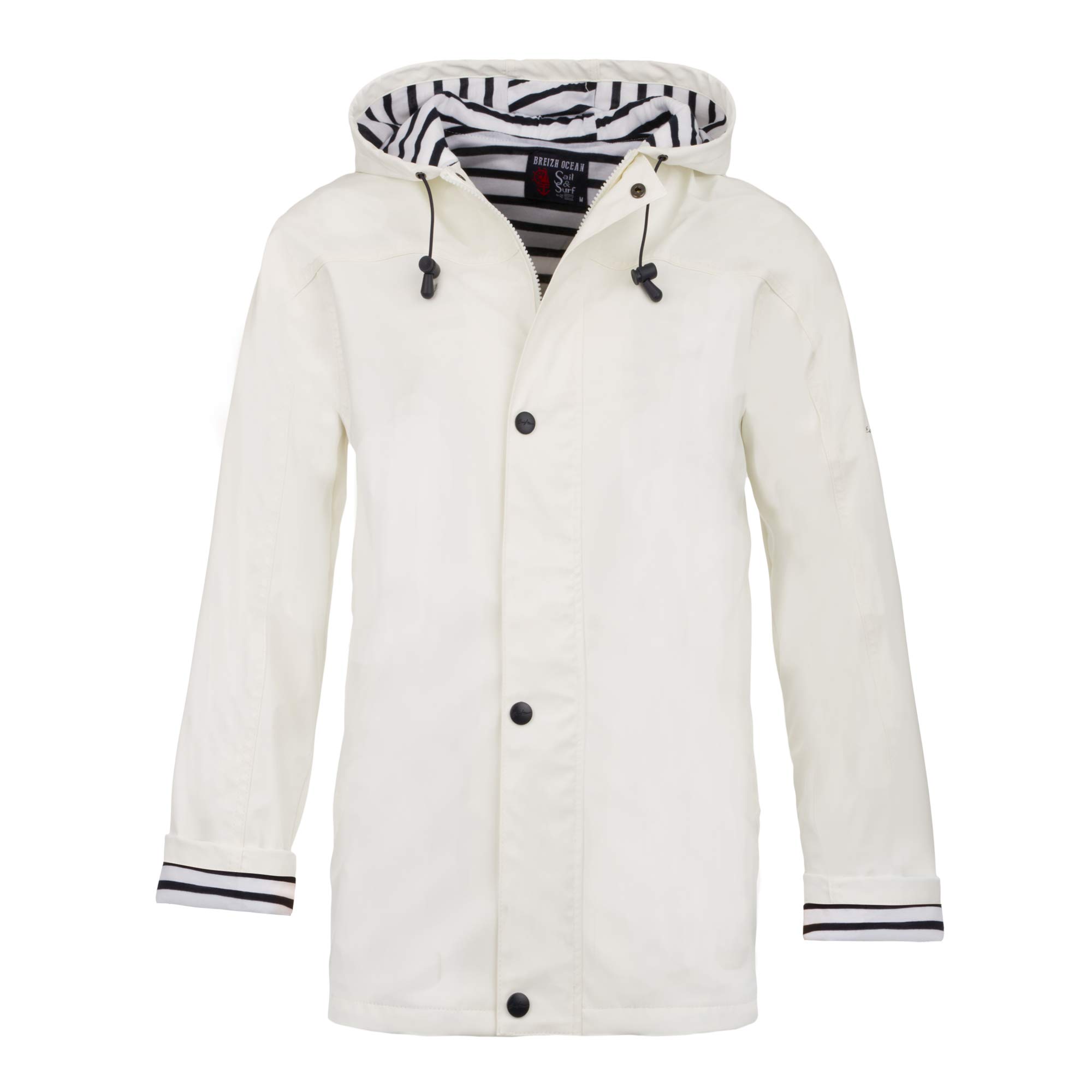 Breizh Ocean - Ciré, Veste Imperméable Femme, du XS au 4XL, Création Française ARMOR - Veste Femme avec Intérieur Rayé de Style Marinière - Manteau Femme