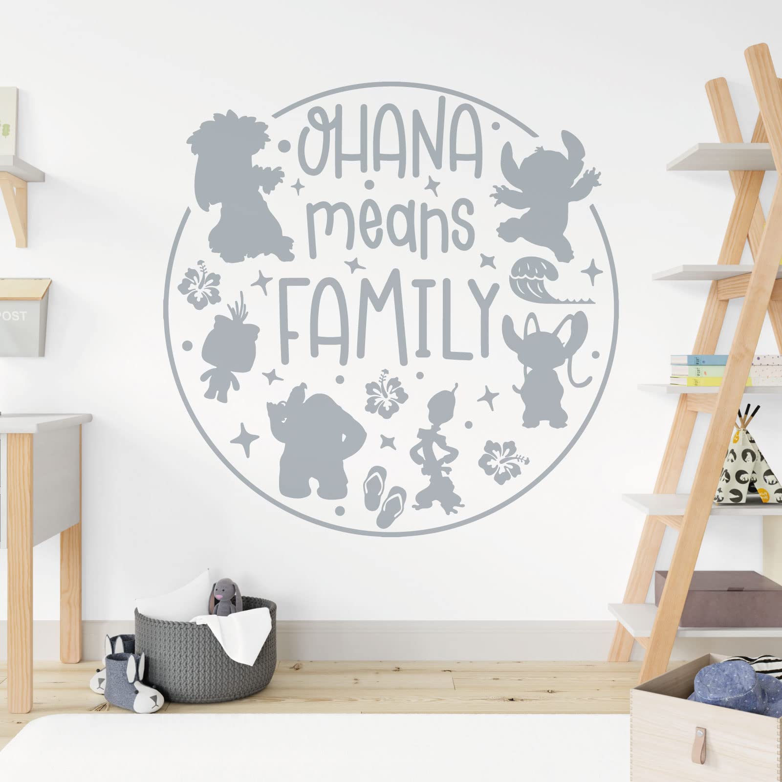 Ohana Means Family - Lilo and Stitch - Children Decal Wall Sticker [Large] [Silver]