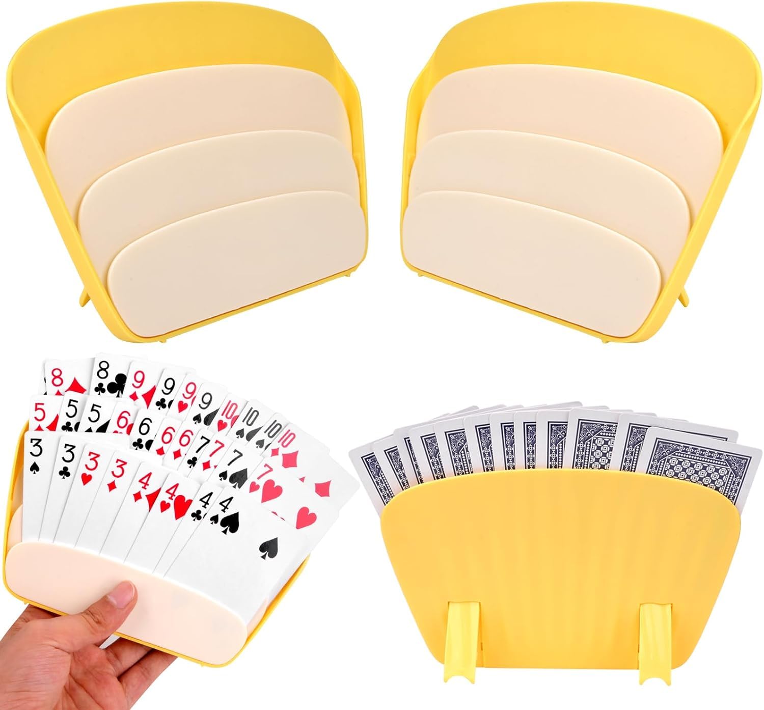 Pipihome Sujeta Cartas, 4 Piezas Soporte para Naipes, Soporte para Juego de Cartas, Sujeta Cartas Naipes para Niños Adultos Personas Mayores, Liberar Las Manos, para Todo Tipo de Juegos de Cartas (A)