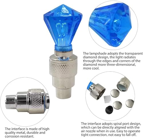 Miniatura 2 de 8 luces LED con forma de gema, vástago de válvula de rueda, tapa de rueda de automóvil, neumático, vástago de válvula de aire, tapa de luz LED,