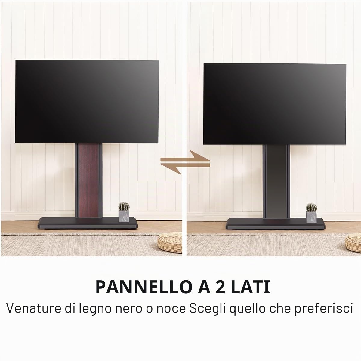 FITUEYES Supporto per TV con ripiano in legno, adatto per televisori di grandi dimensioni, regolabile in altezza, orientabile per 32-65 pollici fino a 40 kg max. VESA 400 x 400