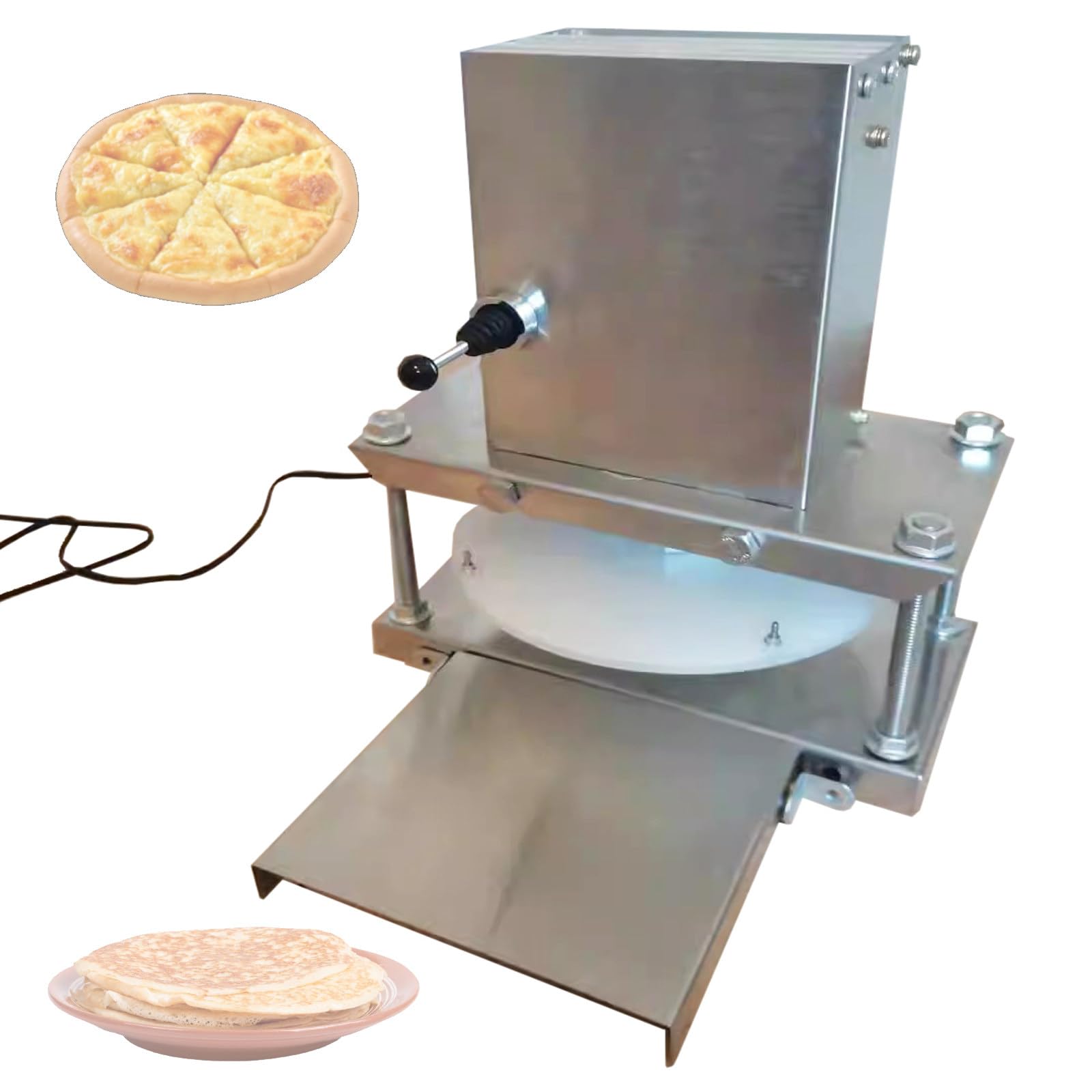 Elektryczna maszyna do wykrawania ciasta do pizzy, komercyjna praska do pizzy ze stali nierdzewnej do użytku domowego, restauracji i piekarni, wszechstronne urządzenie do produkcji chleba i makaronu
