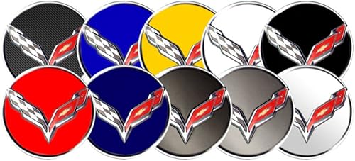 2014-15 Corvette C7 Stingray Cromo Negro Gris Rueda Hub Centro De La Etiqueta Del Tapa Del Centro - Negro