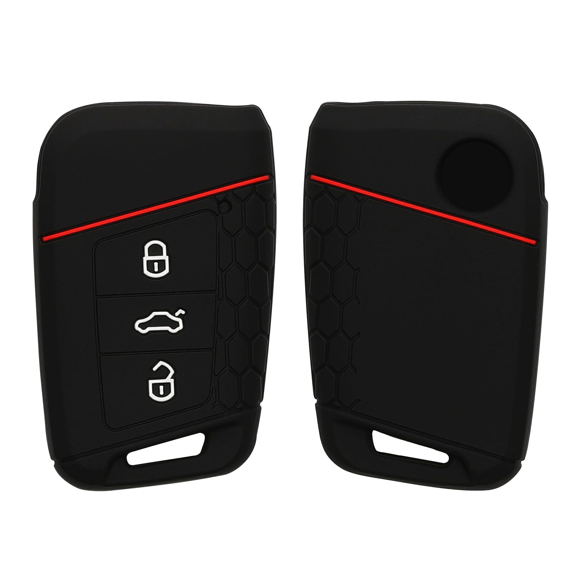 kwmobile Car Key Cover Compatible with VW 3 Button Car Key (only Keyless Go) Key Cover, Silicone Protective Car Key Fob Case