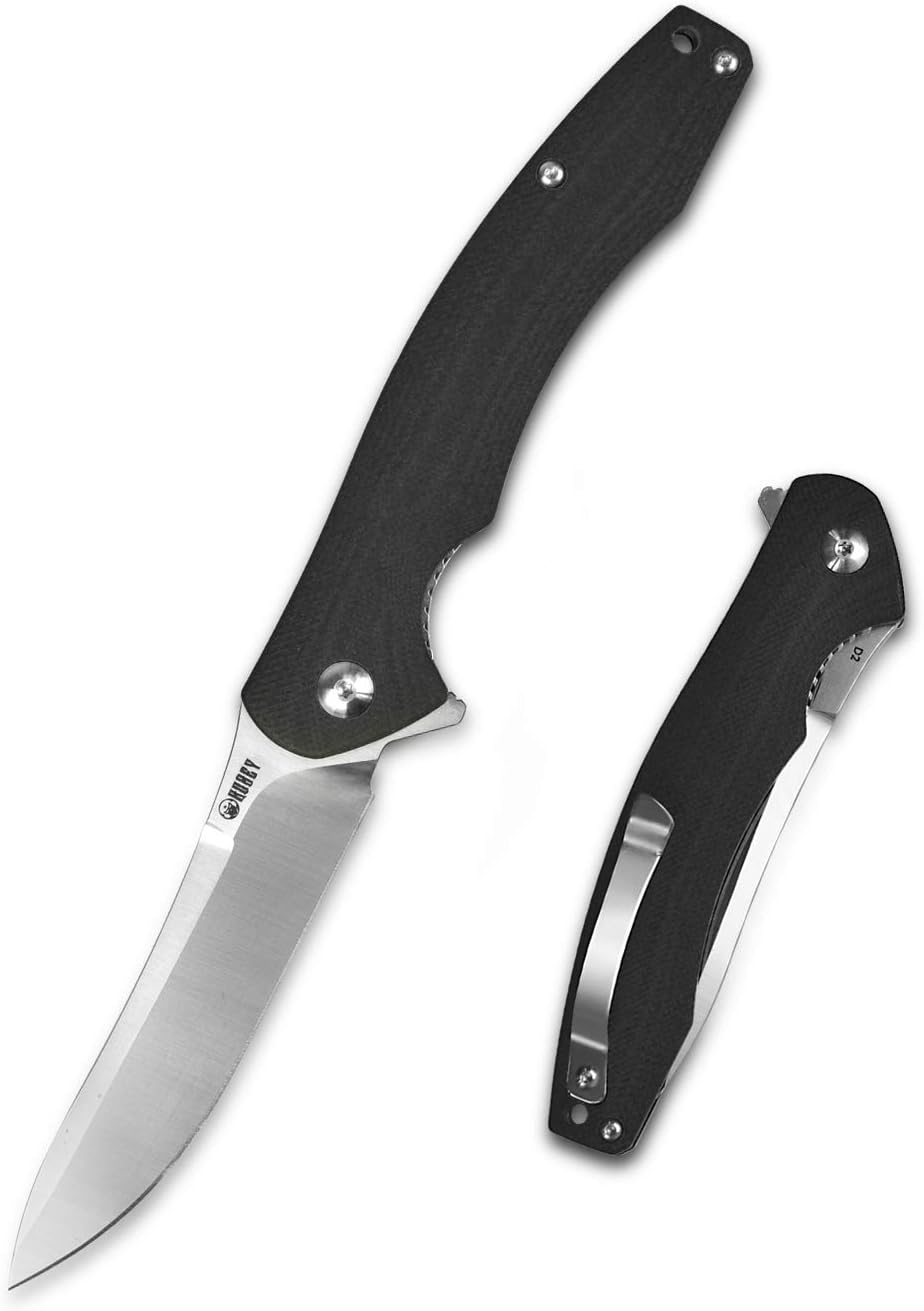 KUBEY Eris KU176 Folding Knife, EDC and Pocket Knife, Gentleman’s Knife with 3.5" Drop Point Blade and Ergonomic Handle and SS Belt Clip (Black)