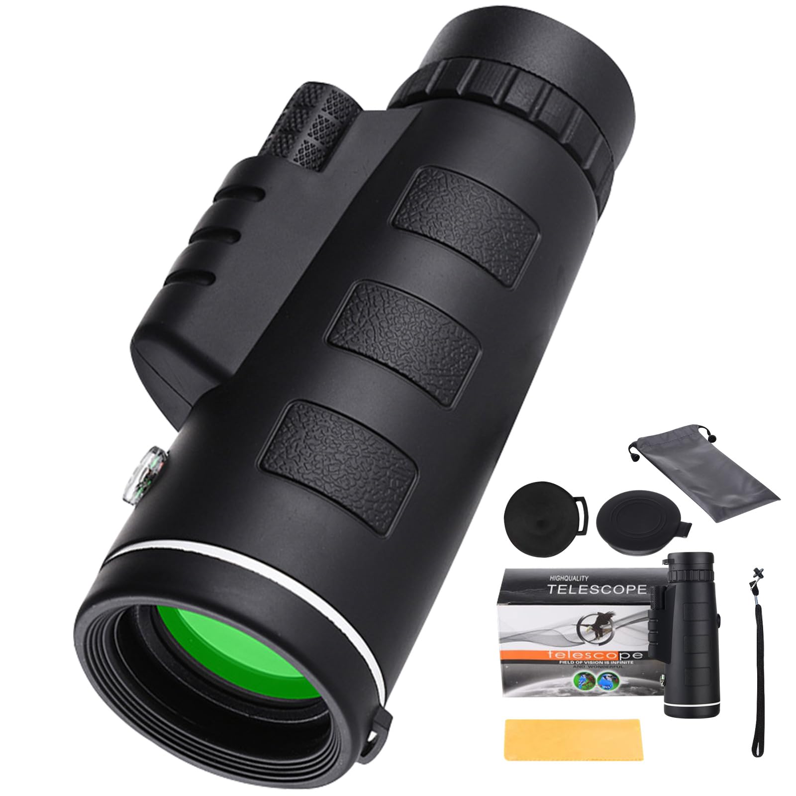 Lizbin 40x60 Monocular Telescope, Small Monoculars for Adults High Powered, Night Vision Monocular Telescope for Smartphone, High Definition Handheld Telescope for Wildlife Bird Watching Hunting