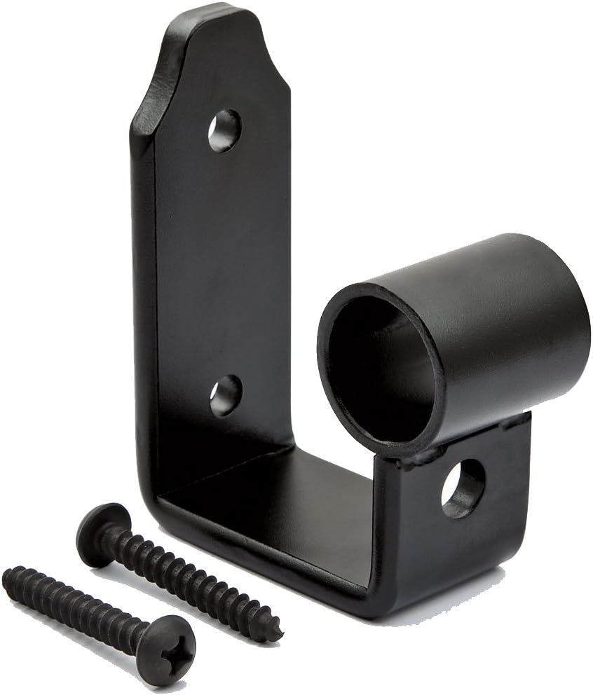 Rolling Ladder Track Bracket – Black Finish, Hook Style Vertical Wall Mount – Customize Ladder System w/Library Ladder Hardware Kit - Matching 1-1/2" Pan Head Mounting Screws Ladder Accessories