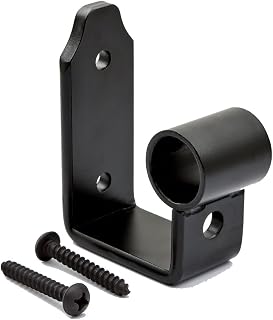 Rolling Ladder Track Bracket – Black Finish, Hook Style Vertical Wall Mount – Customize Ladder System w/Library Ladder Hardware Kit - Matching 1-1/2" Pan Head Mounting Screws Ladder Accessories