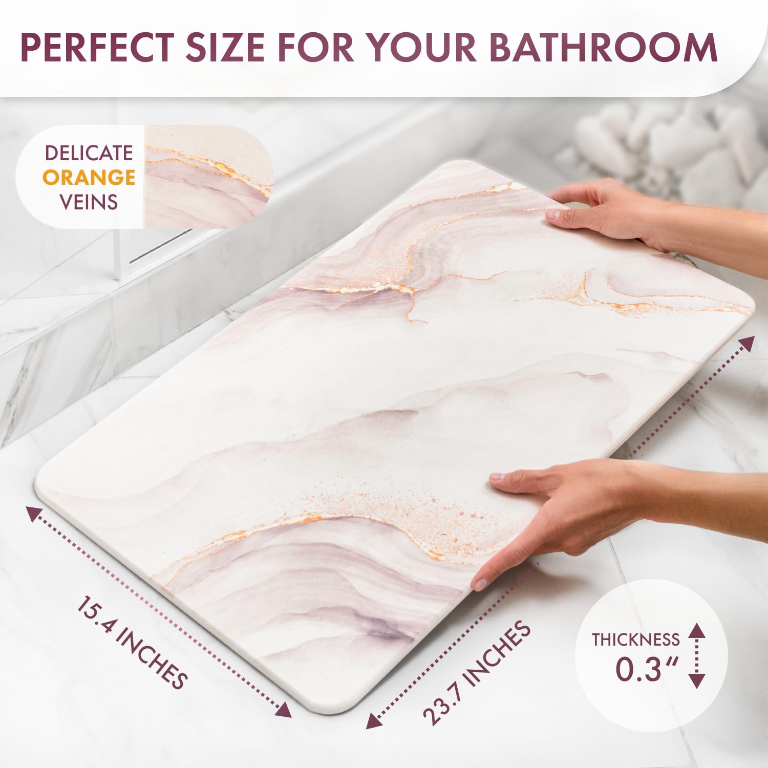 Alfombra de baño de piedra, 23.7 x 15.4 pulgadas, de secado rápido y antideslizante, alfombrilla de baño de tierra de diatomeas para baño y cocina