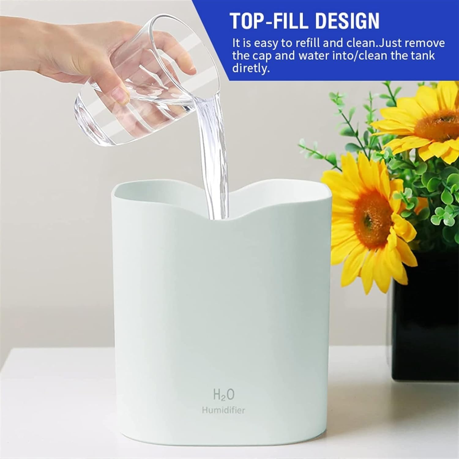per Uso Domestico Umidificatori Doppio Spray Umidificatore Diffusore di Olio Essenziale Diffusore d'Aria ad Ultrasuoni Diffusore di Aroma Elettrico Umidificatore Aria 2200ml(B)