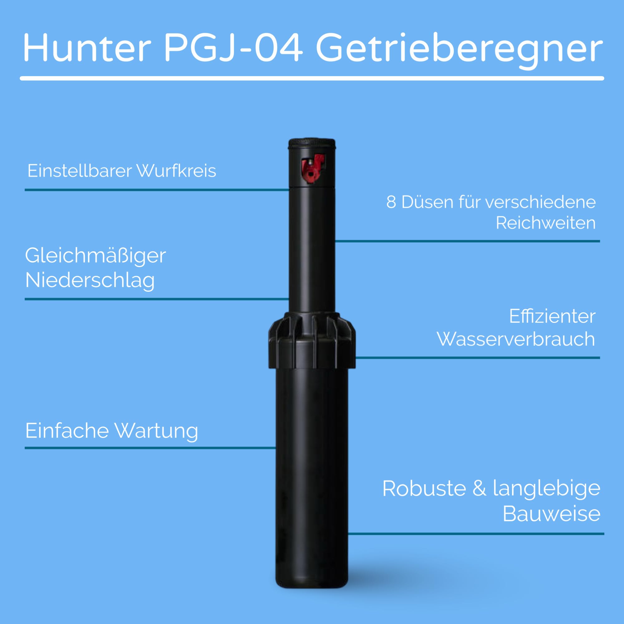 Hunter Bewässerungsset für Garten & Rasen – 100–200 m² – Komplettset zur unterirdischen Rasenbewässerung mit Hunter Regnern (100 m²)
