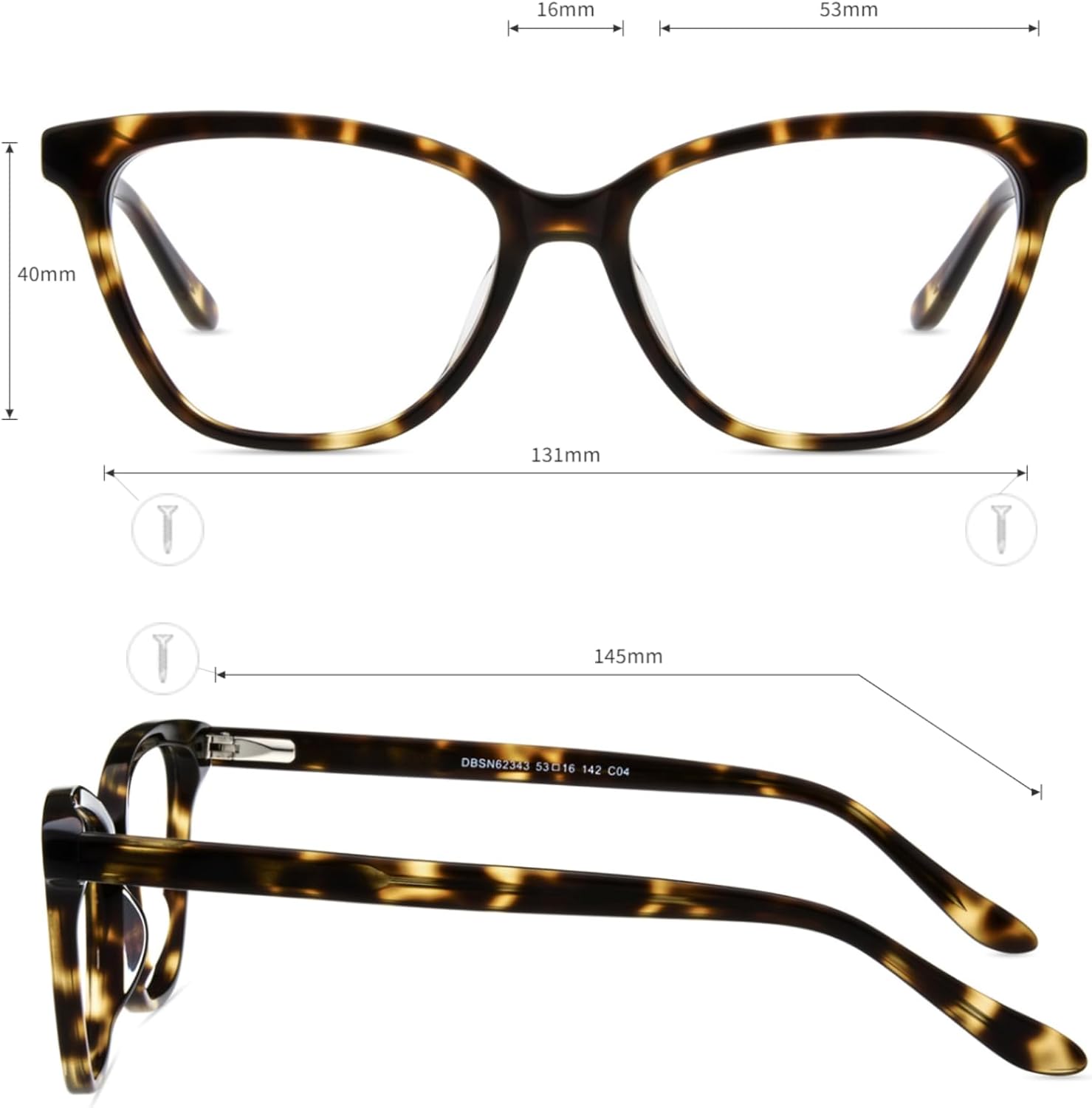 Firmoo Blue Light Blocking Glasses for Computer Reading Womens Cat Eye Acetate Frame Spring Hinge 0.0x Tortoise