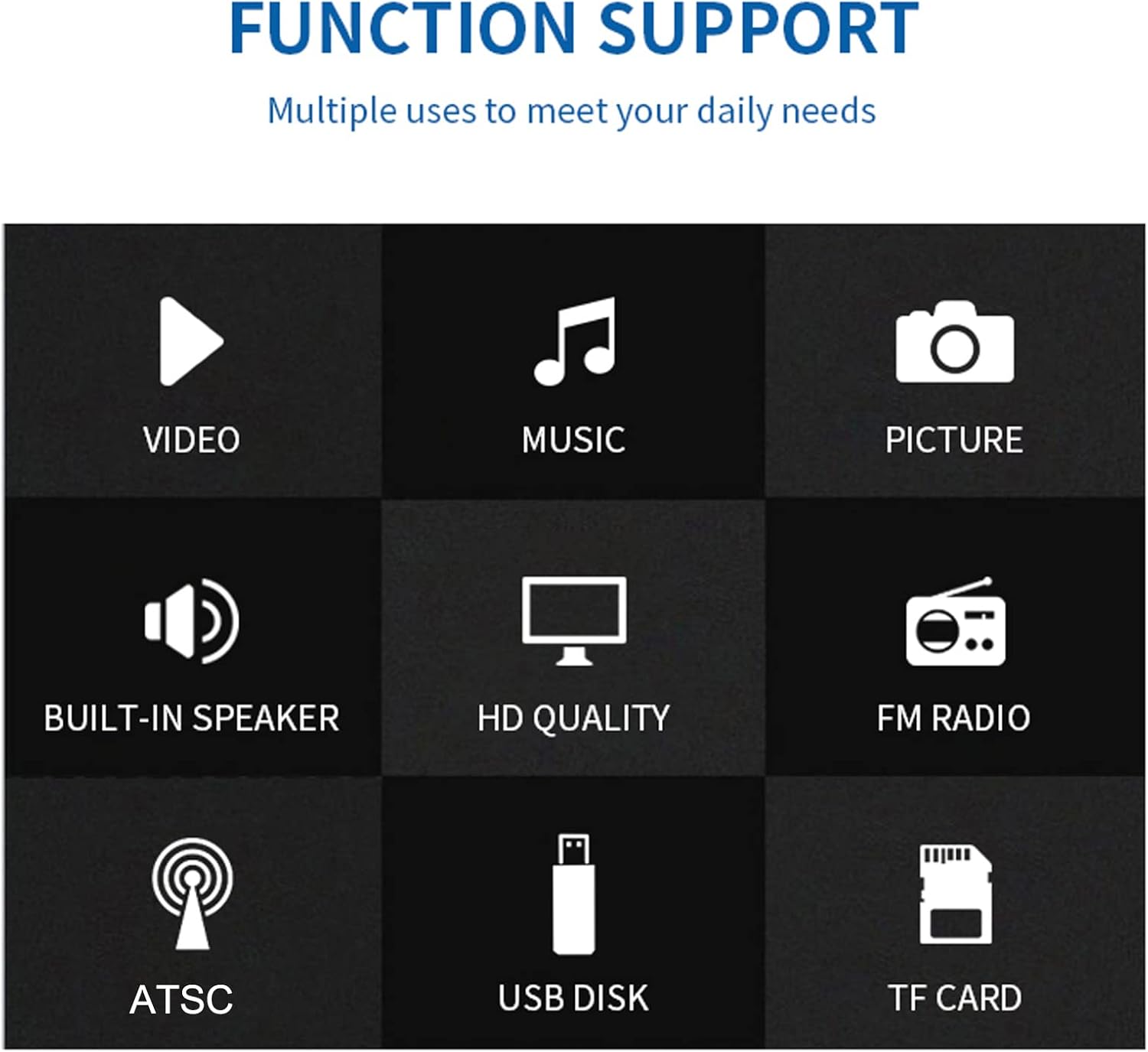 5 Inch Portable Pocket TV, ATSC LED Digital Player with Remote Control, 1500mAh Rechargeable Battery, Television TV for Camping Support USB, TF Card, FM Radio for Car, Kitchen, Travel