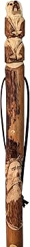 Handmade Walking Stick Carving of Bear and Mountain Man, 60" Hand Carved Hiking Staff in Hardwood by Creation Carvings