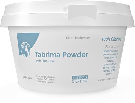 Fatima's Garden Moroccan Hammam Exfoliant - Tbrima/Saqla with Blue Nila for Smooth, Radiant Skin - 150g