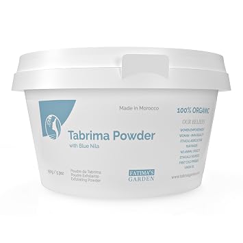 Fatimas Garden Moroccan Hammam Exfoliant - Tbrima/Saqla with Blue Nila for Smooth, Radiant Skin - 150g