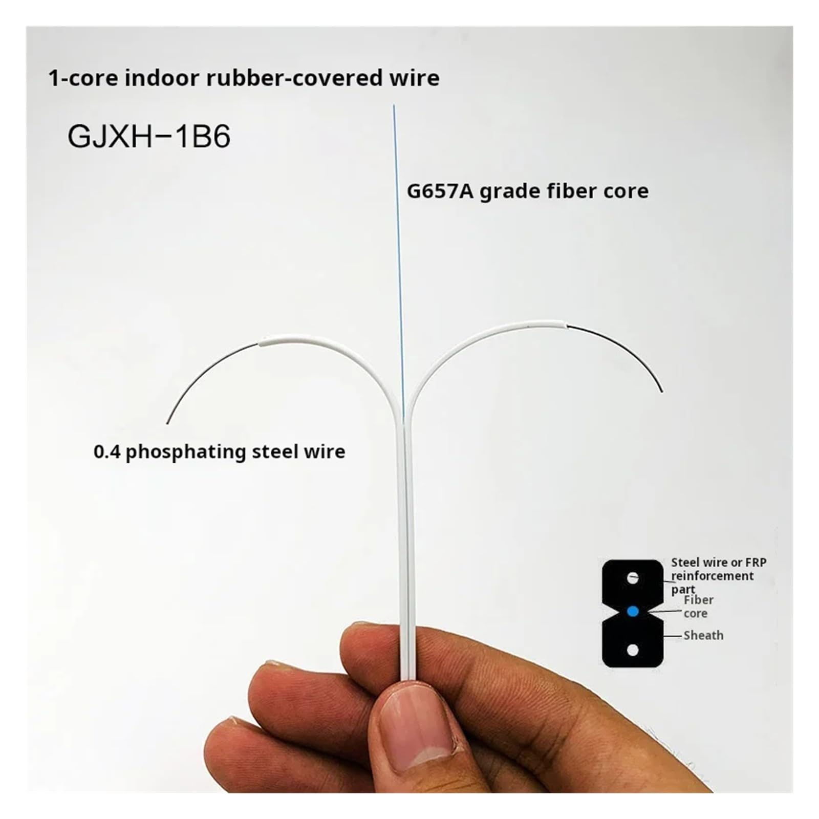 CHAOMIN Câble de raccordement intérieur à fibre optique monomode - 50 m, 1/2/4 noyaux, 2 noyaux en acier, sans connecteur(White,2 Cores)
