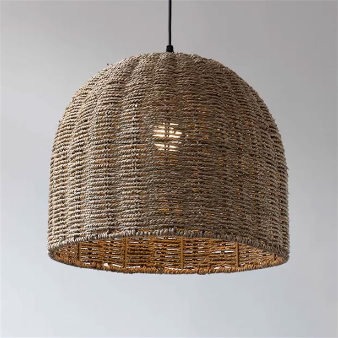 Cwvyknp Multicolor Classic Primitive Lighting In Natural Material Rustic Asian Style Dining Room Hanging Chandelier Dome Rattan Lights Pendant For Living Room Kitchen Island (Bulb Not Included)