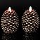 Wondise Flameless Candles with Timer, Battery Operated Flickering Wick Real Wax Pine Cone Candles for Holiday Indoor Decorati
