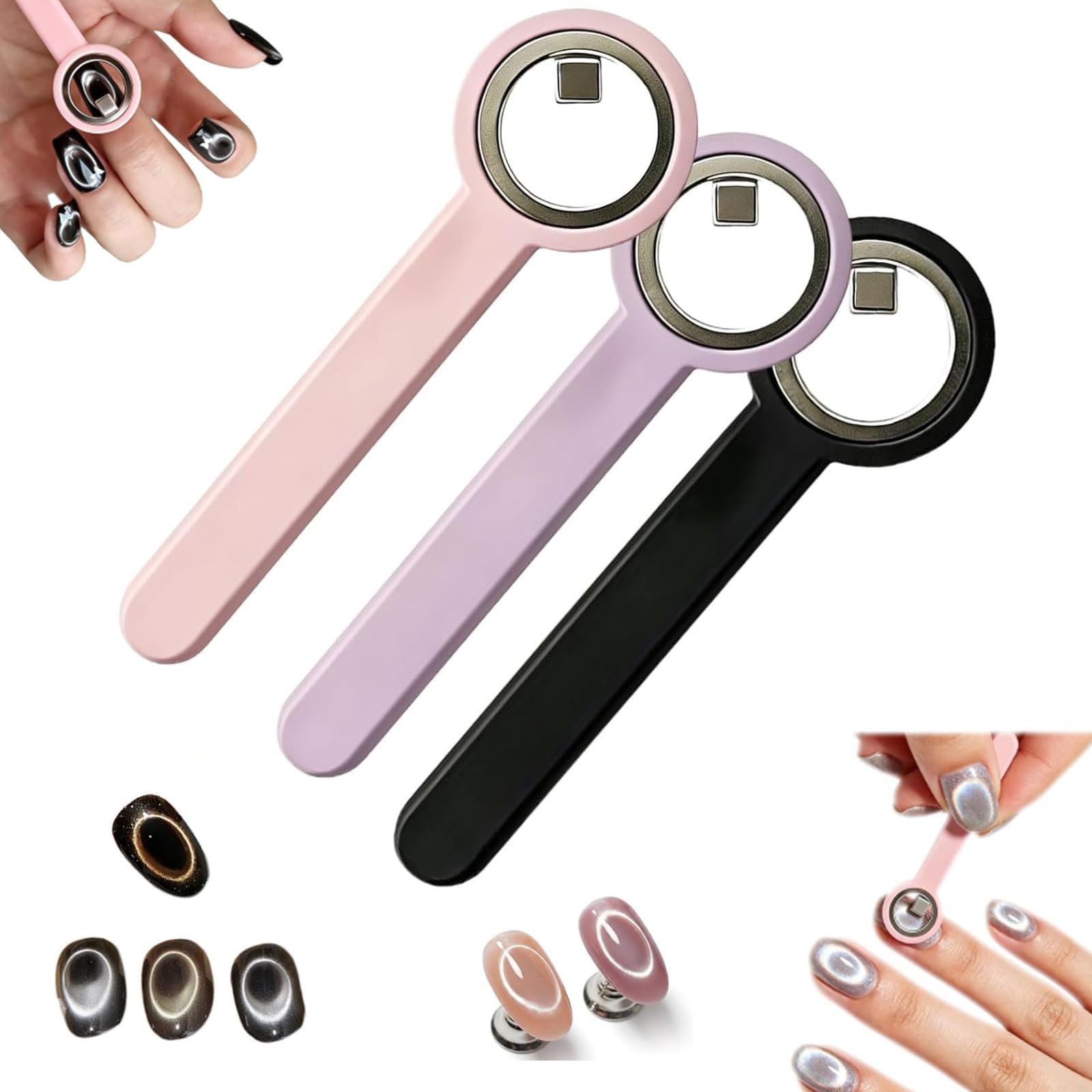 Cat Eye Magnet, Nail Art Magnet Tool Set Three Pieces, Professional Nail Design Application, Magnetic Accessories for Precise Styling-image-34