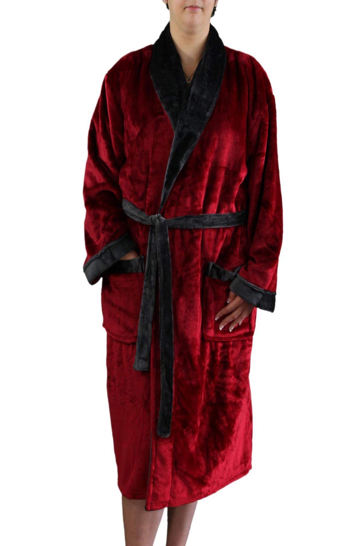 Gözze - Accappatoio Unisex con Con Collo a Scialle, Sensazione di Seta, 100% Microfibra, 330 g/m², Taglia, 100% Microfibra, L - Rosso