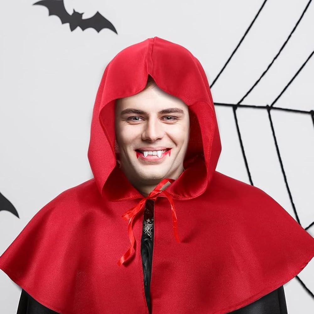 Capa Medieval Con Capucha Unisex – Color Rojo, Ajustable Y Ligera, Perfecta Para Cosplay, Fiestas De Disfraces, Halloween Y Mascaradas