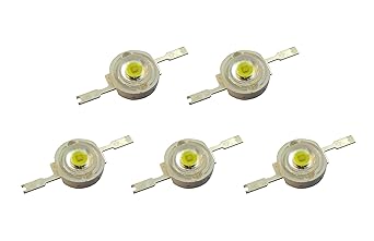 Wizzo {5 Pieces) 3W Super Bright White Smd Led Diode Chip Light Bulb Lamp For Science Projects Diy Hobby Kit Torch, Flood Light, Fog Light, Cool White 6000K-6500K