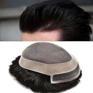 LUSH LOCKS front lace mono/ monofilament hair patch/ system/ hair replacement system for men Size:10X7 (Black)