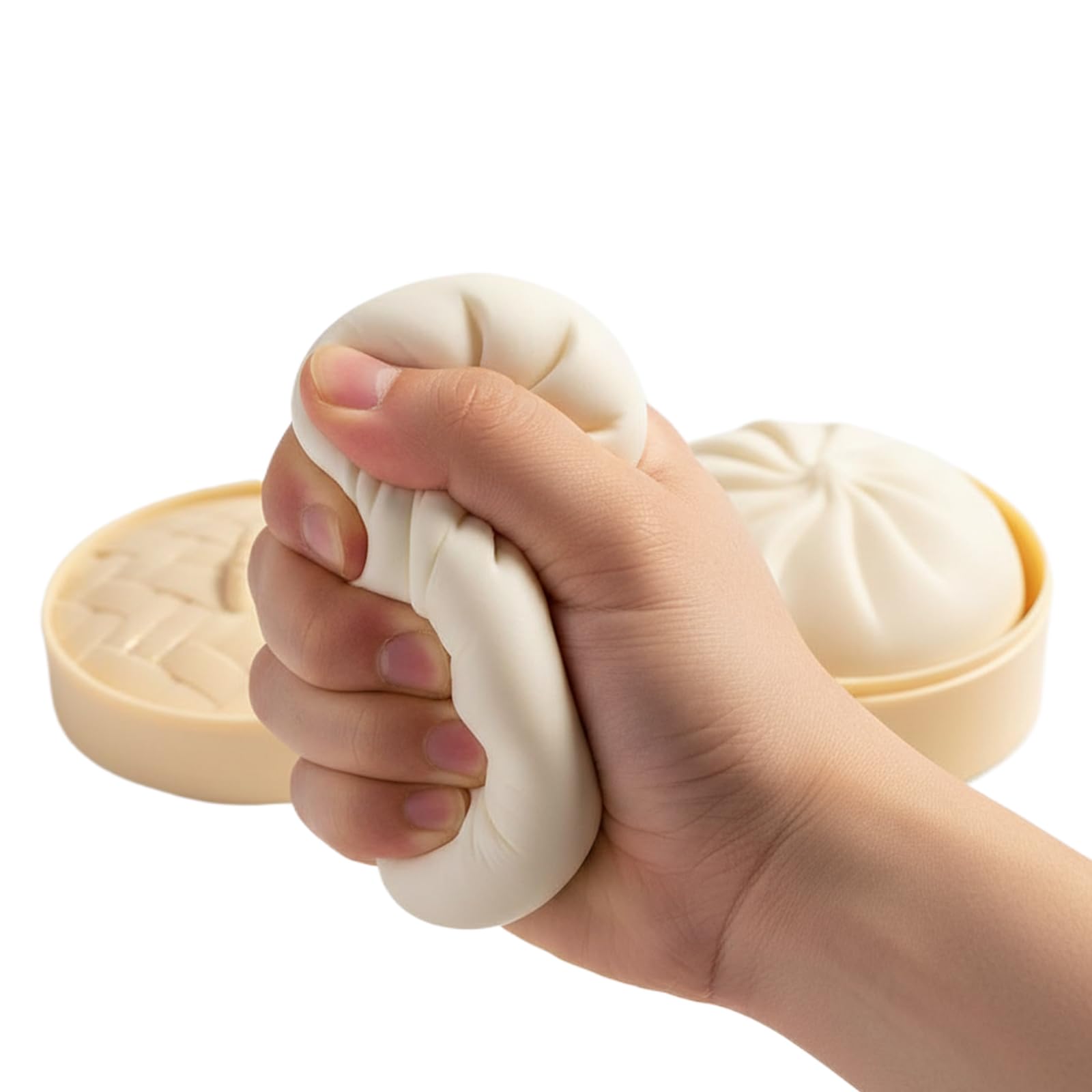 Juguete sensorial Bun Bao con bola de pasta de prensa para vapor, para adultos y niños (blanco) (A Juguete sensorial Bun Bao con bola de pasta de prensa para vapor, para adultos y niños (blanco) (A