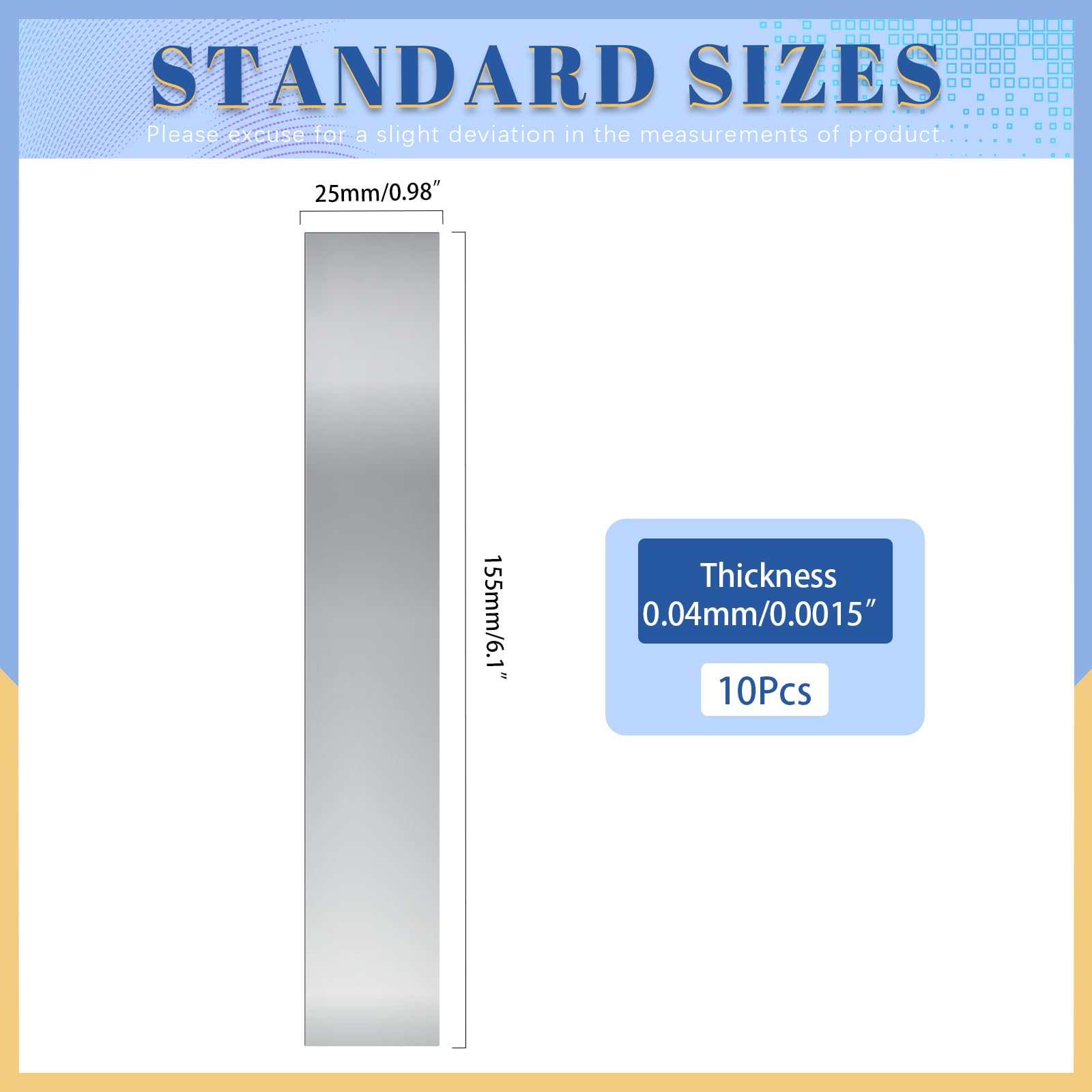 Glarks 10pcs 304 stainless steel rectangular shim strips storage sheet