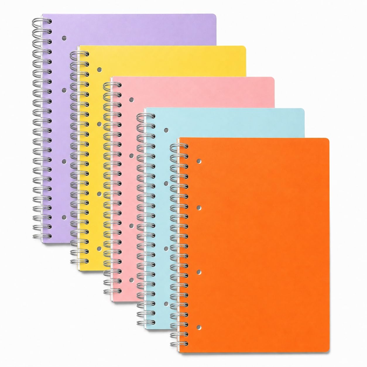 A4-Notizbuch, Spiralbindung, 8 mm Rand, liniert, 140 Seiten, 80 g/m² dickes Papier, perforierte Kanten, Schreibblock, A4-Notizbuch für Business, Büro, Schule, Reisen, 5 Stück