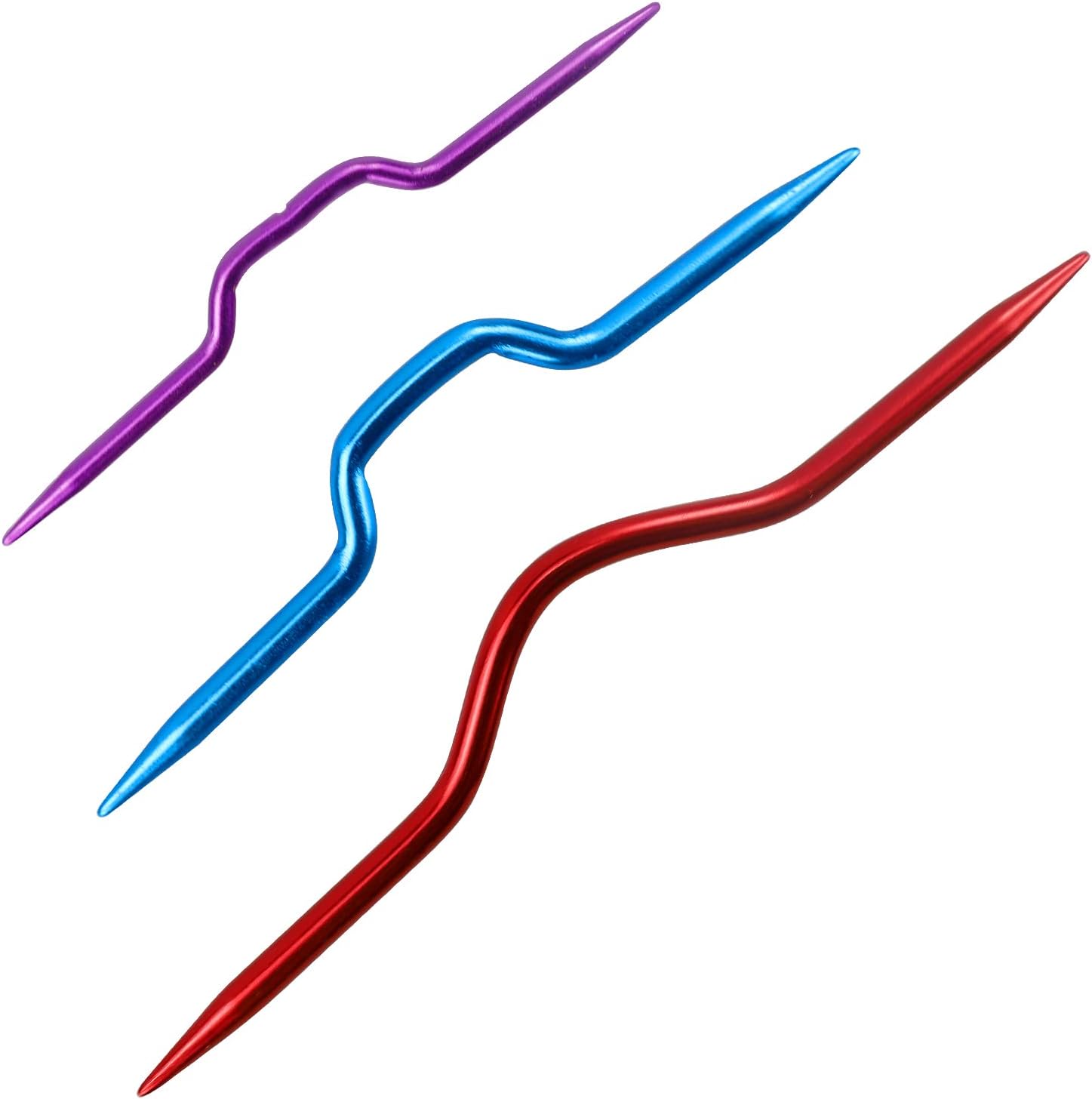 LAMXD 3Pcs Knitting Cable Needle Crooked Needle Twist Curved Hand Knit