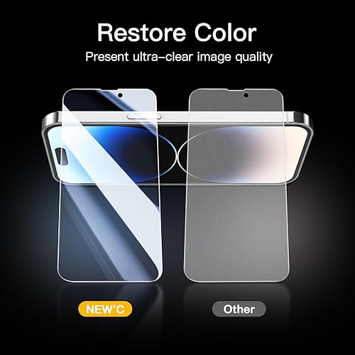 Miniatura 210 de NEW'C - Paquete de 3 protectores de pantalla para iPhone 14, iPhone 13, iPhone 13 Pro (6.1 pulgadas), protección mejorada de vidrio templado