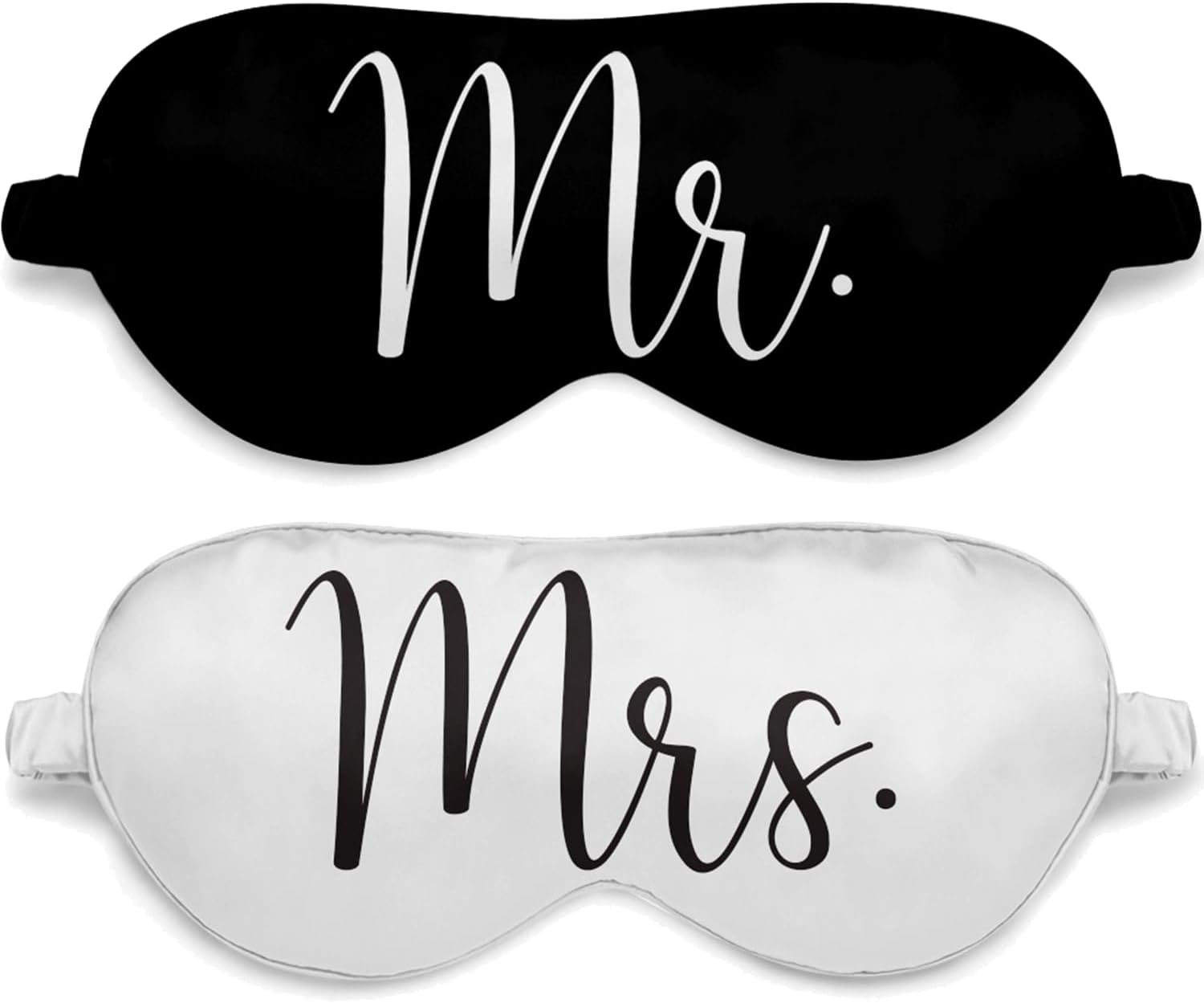 Mr and Mrs Sleep Mask – Blindfold Wedding Games for Reception – Groom and Bride Eye Mask for Couples – Wedding Night Bride to Be Sleep Mask – Honeymoon Just Married Black and White Gift Set