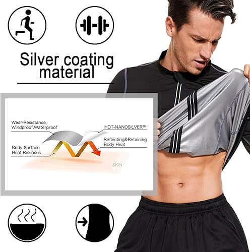 Miniatura 5 de LAZAWG Traje de sauna para hombre, trajes de sudor, chaqueta de entrenamiento, top hombre, sudor, cremallera, adelgazamiento, fitness