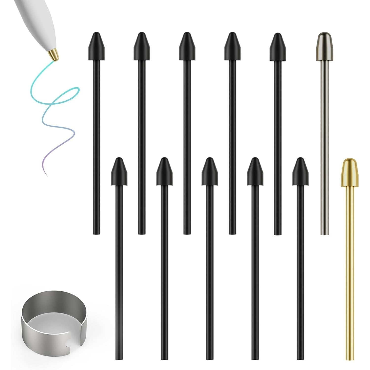 Stylus Nib Replacement Set (12-Pack) | Metal Stylus Tips for Tablet Compatible with Galaxy Tab S10/S9/S7/S25/S24 Ultra | Universal Replacement Nibs for Smooth Writing & Drawing-image-36