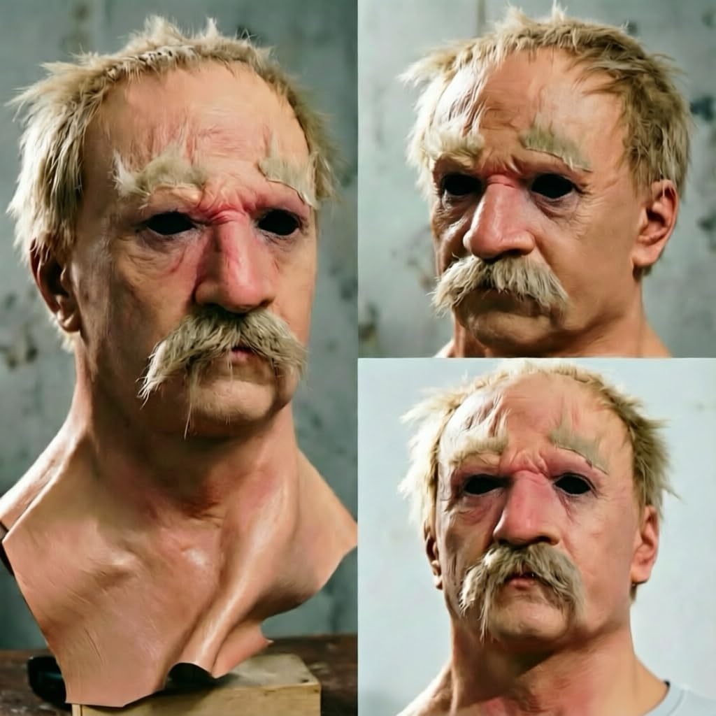 Nonno da Uomo, Copricapo da Uomo Anziano di Halloween Realistico Volto di Rughe Umane di Halloween Mas Versatile Copricapo da Anziano Masquerade Prop per Festa in Costume