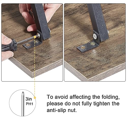 Image of VECELO Folding TV Tray for Eating Set of 2, Portable Dinner /Snack Table with Cup Holder for Couch, Living Room and Small Space, Rustic Brown