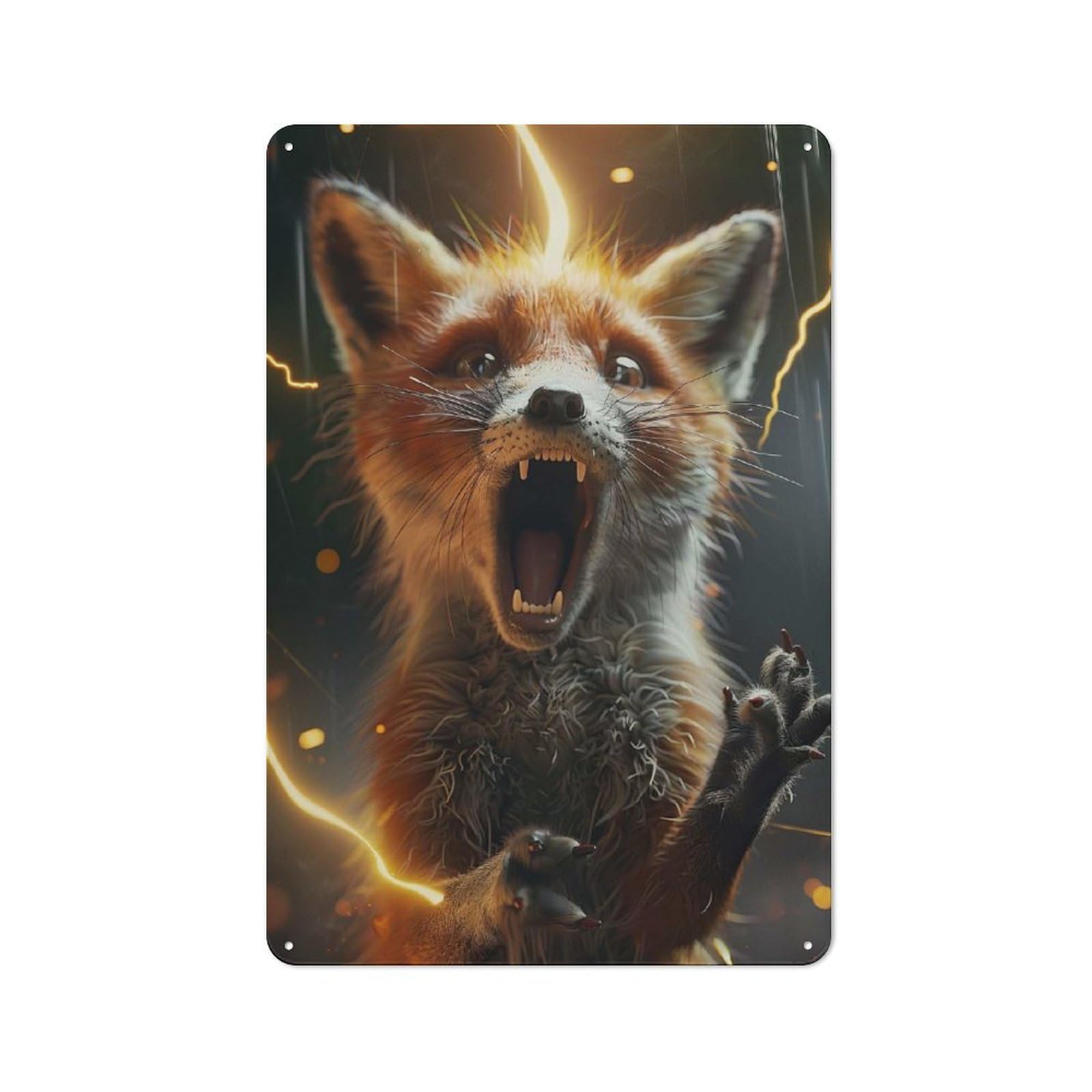Fox Lightning Farmhouse Metal Sign 30x20cm, Rustic Country Wall Plaque for Farmhouse Kitchen, Pantry Or Dining Area
